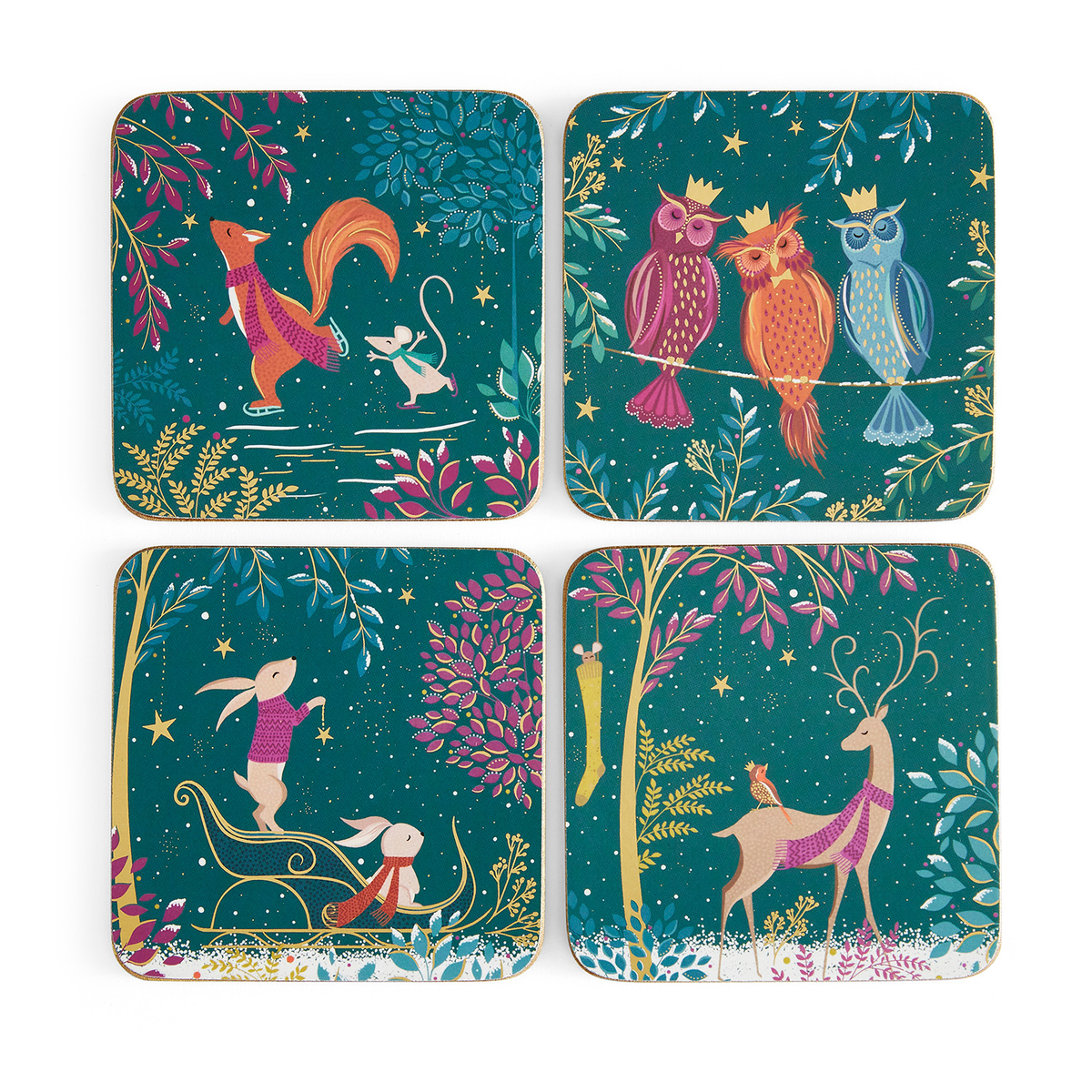Sara Miller Woodland Tales Set of 4 Coasters image number null